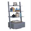 Convenience Concepts American Heritage Ladder Bookcase with File Drawer, Gray view 4