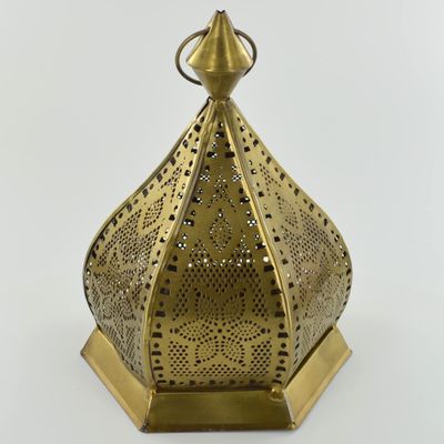 Moroccan Style Iron Lanterns Patterned LED Tea Light Holder Decorative Lamps H17cm