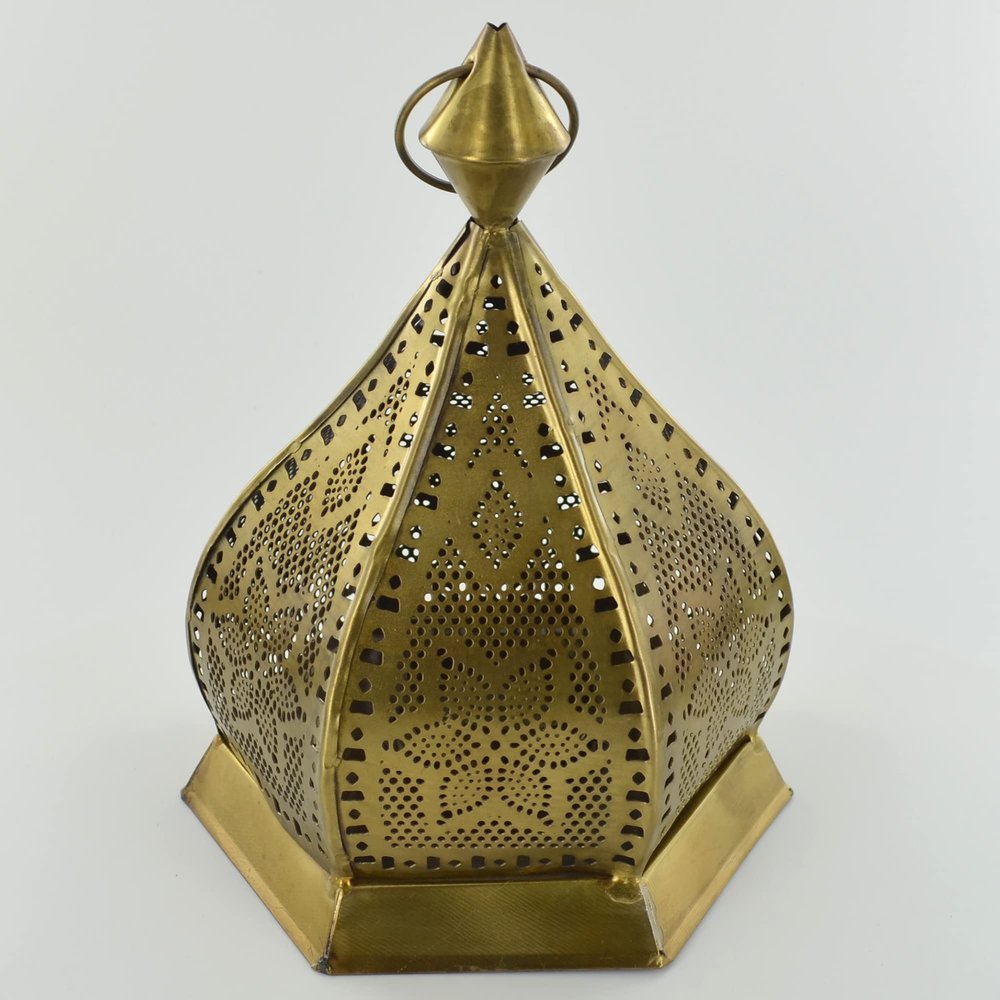 Moroccan Style Iron Lanterns Patterned LED Tea Light Holder Decorative Lamps H17cm