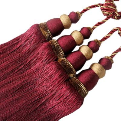 1 Pair Creative Double Balls Tassels Curtain Tiebacks Curtain Buckle Holder Tieback Curtain Tassel Holdbacks (Jujube red)