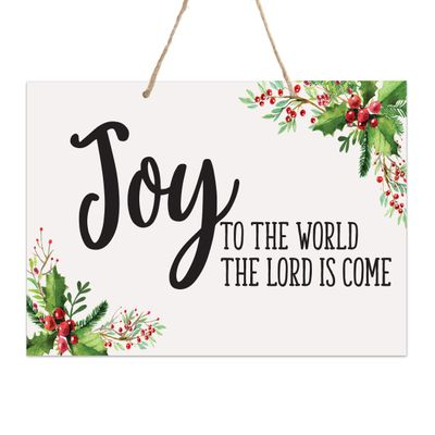 LifeSong Milestones Merry Christmas Decorating Ideas Rope Hanging Wall Sign - Holiday Decoration Gift Ideas for Home 12x15 (Joy to The World)