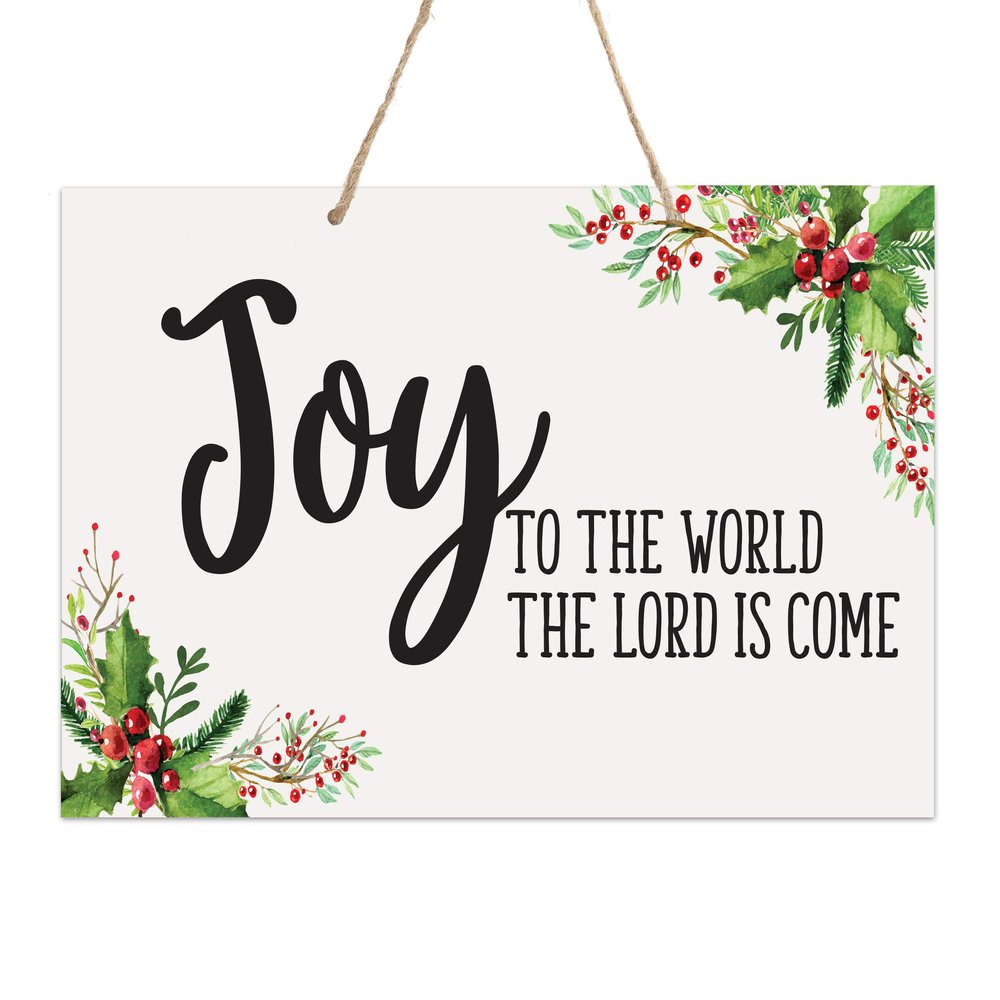 LifeSong Milestones Merry Christmas Decorating Ideas Rope Hanging Wall Sign - Holiday Decoration Gift Ideas for Home 12x15 (Joy to The World)