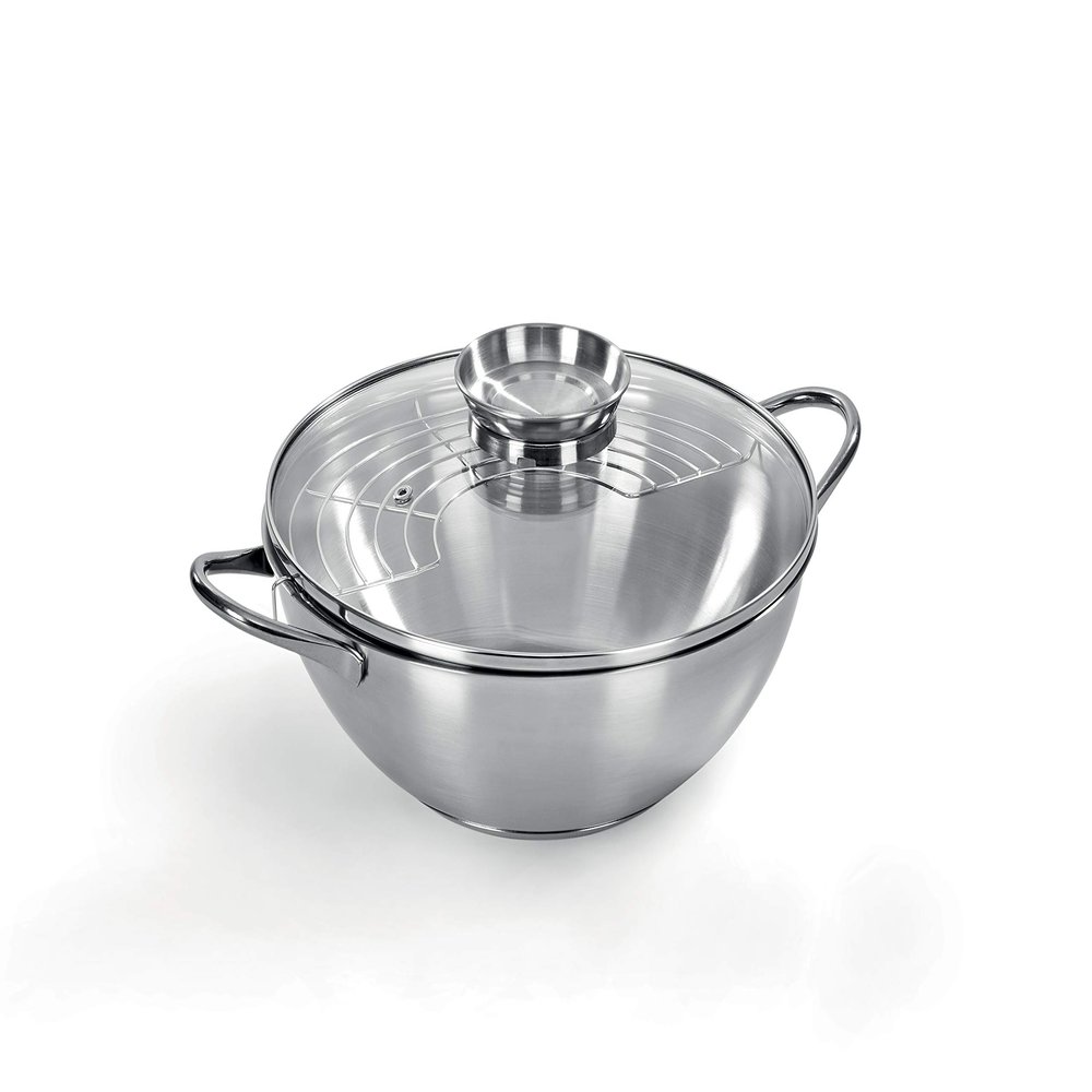 Barazzoni 42500972800 Walk & Aroma Rib Wok Silver 3.75L
