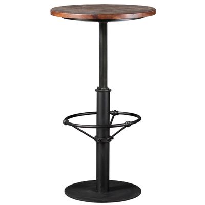 LOKKHAN 42" Tall Rustic Industrial Bar Table-19.68" Dia Round Wooden Top Metal Bar Height Adjustable Standing Pub Table-Dining Room Bistro Table-Cocktail Table