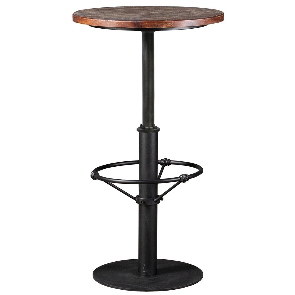 LOKKHAN 42" Tall Rustic Industrial Bar Table-19.68" Dia Round Wooden Top Metal Bar Height Adjustable Standing Pub Table-Dining Room Bistro Table-Cocktail Table