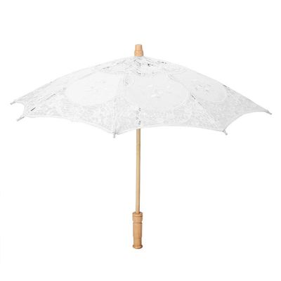 AUNMAS Lace Flower Parasol Floral Embroidery Umbrella Wedding Bride Photography Prop Dancing Accessories Stage Performance Supplies, White, Large