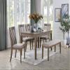 Homelegance Blair Upholstered Dining Bench, 48" W Entryway Bench, Sturdy Solid Wood Frame, Wire Brush Brown Finish, Comfortable Cushion Seat, Easy Assembly, Modern & Traditional - Brown view 2