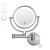 GURUN Wall Mounted Hardwired Makeup Mirror with 3 Dimmable LED Lights 10x Magnifying Mirror for Bathroom Touch Control 13" Extendable Arm Direct Wire Brushed Nickel M1809DN (10x,Nickel) view 1