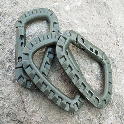 11pcs ITW Medium Tactical Outdoor Carabiner Hook Backpack Molle System D Buckle Military Outdoor Bag Hiking Climbing Accessories (Green)