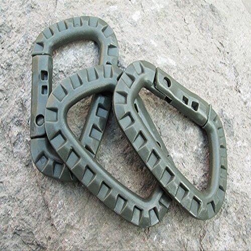 11pcs ITW Medium Tactical Outdoor Carabiner Hook Backpack Molle System D Buckle Military Outdoor Bag Hiking Climbing Accessories (Green)