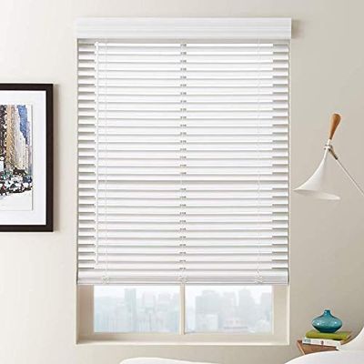 2 Inch Bravada Performance Cordless Faux Wood Blind - Silk White - 83 1/2Wx60L