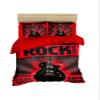 100% Cotton 3D Music Bedding Set, Rock Guitar Themed Quilt/Duvet Cover Set, Full/Queen Size Bed Set, Red, No Flat or No Fitted Sheet (3 Pieces) view 1