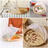 Food Serving Tent Basket - BESTCHANCEUS Hand-Woven Bamboo-Serving-Basket Dustproof-Bug-Proof Mosquitoesor Vegetable Fruits Food Meals Round Dia.30cm view 2