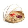 Food Serving Tent Basket - BESTCHANCEUS Hand-Woven Bamboo-Serving-Basket Dustproof-Bug-Proof Mosquitoesor Vegetable Fruits Food Meals Round Dia.30cm view 3
