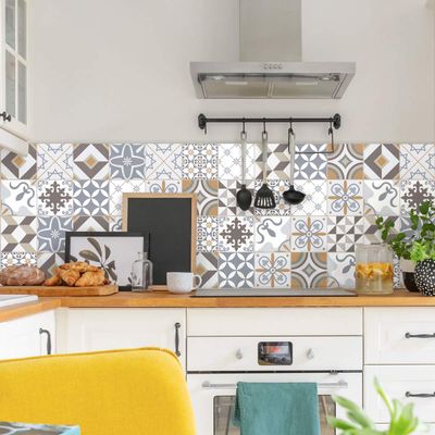 Adhesive Tile Stickers 20 x 20 cm  Self-Adhesive Cement Tiles  Wall Decoration Tile Stickers for Bathroom and Kitchen  Adhesive Cement Tiles  60 Pieces