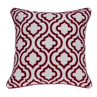 20" X 7" X 20" Transitional Red and White Accent Pillow Cover with Poly Insert