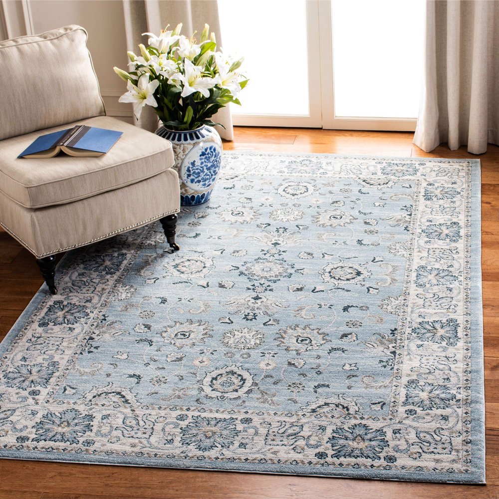 SAFAVIEH Area Rug 8x10 - Isabella Collection - Large - Light Blue & Cream, Oriental Design, Non-Shedding & Easy Cleaning, Ideal for Living Room, Bedroom, Office, Dining Space (ISA940M)