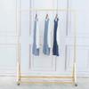 FURVOKIA Modern Simple Heavy Duty Metal Rolling Garment Rack with Wheel,Retail Display Clothing Rack, Single Rod Floor-Standing Hangers Clothes Shelves (Gold Square Tube A, 47.2 L) view 3