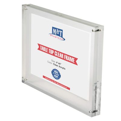 M&T Displays Clear Acrylic Photo Frame 4x6 inch Picture Sign Holder Portrait Landscape Desktop Tabletop Brochure Advertising Leaflet Certificate Stand for Restaurant Hotel Office