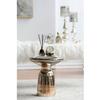 A&B Home AB-77261-GOLD 15.7" H Round Antique Gold Glass Indoor Side Table w/Chalice Base, Laurel Pattern Design view 2