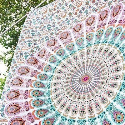 Double Mandala Tapestry Peacock Trippy New Launched Design Boho Indian Wall Hanging Latest Gift Colorful Bedrooms Window Curtain Queen Blanket Tapestries Hippie Bohemian Psychedelic Dorms Home Throw