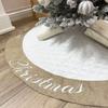AISENO 48 Inch Christmas Tree Skirt White Thick Luxury Quilted Cotton with Burlap Decoration for Merry Christmas Party Christmas Tree Skirt Decorations view 1