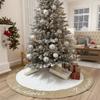 AISENO 48 Inch Christmas Tree Skirt White Thick Luxury Quilted Cotton with Burlap Decoration for Merry Christmas Party Christmas Tree Skirt Decorations view 2
