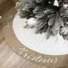 AISENO 48 Inch Christmas Tree Skirt White Thick Luxury Quilted Cotton with Burlap Decoration for Merry Christmas Party Christmas Tree Skirt Decorations view 4