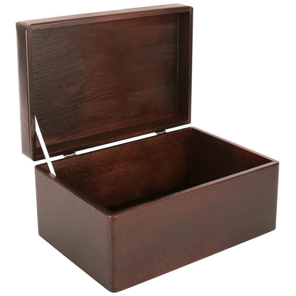 Creative Deco Large Brown Wooden Box Storage with Hinged Lid | 11.8x7.87x5.51in (+-0.5) | Keepsake Decorative Gift Box for Tool Dog Toy Kitchen Storage | Rough UNSANDED Acacia-Like Wood Chest Trunk