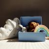 Creative Deco Large Blue Wooden Box Storage with Hinged Lid | 11.8x7.87x5.51in (+-0.5) | Keepsake Gift Box for Tool Dog Toy Kitchen Storage | Rough UNSANDED Wood Chest Trunk view 2