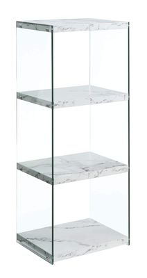Convenience Concepts SoHo 4 Tier Tower Bookcase, White Faux Marble