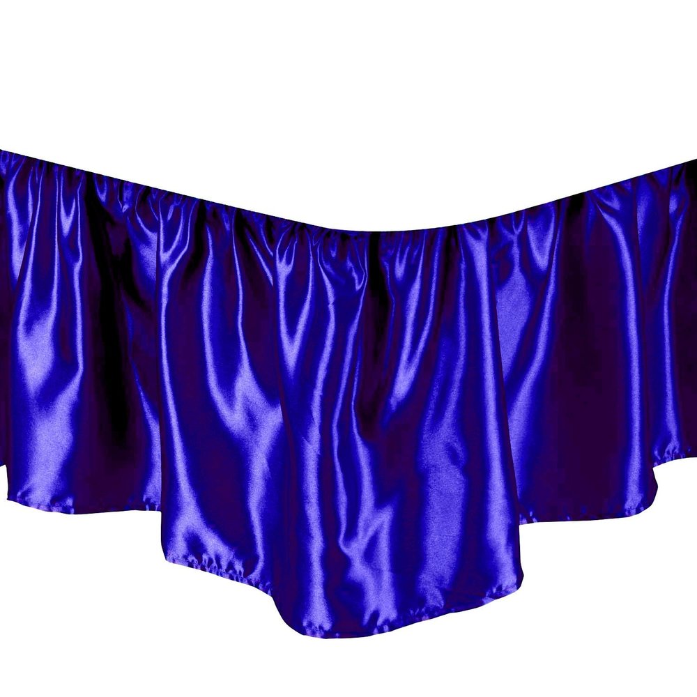 Amuze Bedding Fade Resistance Smooth Satin Silk 1 PC Dust Ruffle Bed Skirt 15 inch Drop (Royal Blue,California King Size) Fully Elastic for Easy Fit Single Ruffled Bedskirt