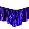 Amuze Bedding Fade Resistance Smooth Satin Silk 1 PC Dust Ruffle Bed Skirt 15 inch Drop (Royal Blue,California King Size) Fully Elastic for Easy Fit Single Ruffled Bedskirt view 1