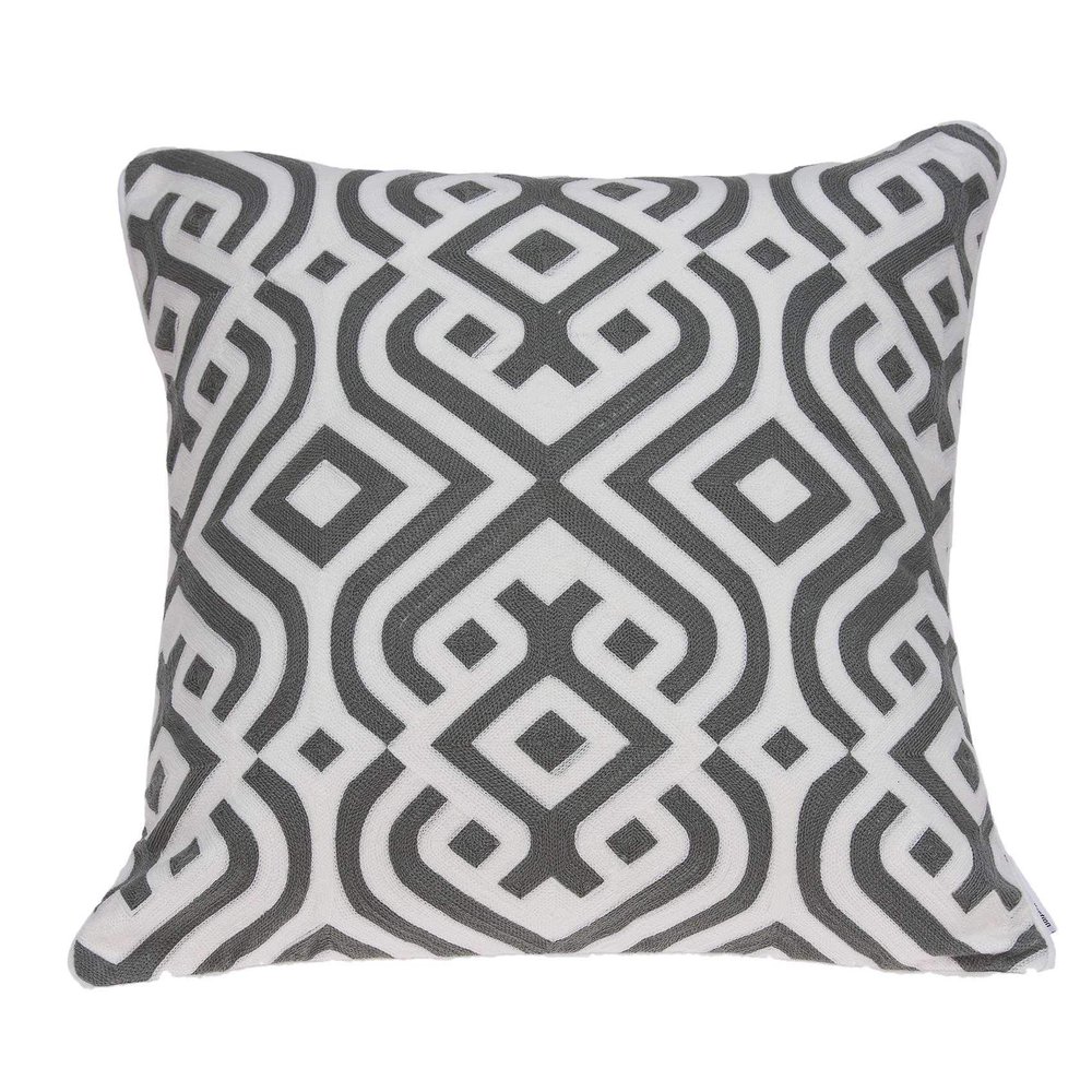 20" X 7" X 20" Gray and White Accent Pillow Cover with Poly Insert