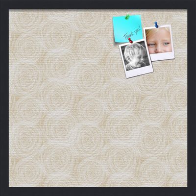 PinPix ArtToFrames 18x18 Custom Cork Bulletin Board Circles Sketch Beige Poster Board Has a Fabric Style Canvas Finish, Framed in Satin Black (PinPix-1925)