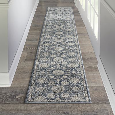 Nourison Home Concerto Blue Beige 2'2" x 10' Area Rug - Easy Clean, Non Shedding, Bed Room, Living Room, Dining Room, Kitchen (10' Runner)