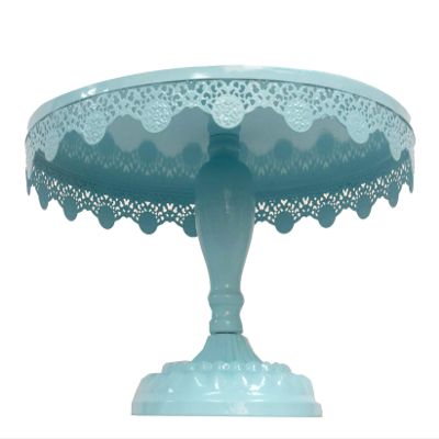 10 Inch Metal Cake Stand Round Cupcake Stands Metal Dessert Display (Aqua blue)