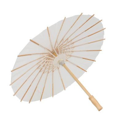 Rainproof Paper Umbrella, Pure White Handmade Chinese Oiled Paper Umbrella Parasol for Wedding, Bridesmaids (Diameter 15.6 inch)