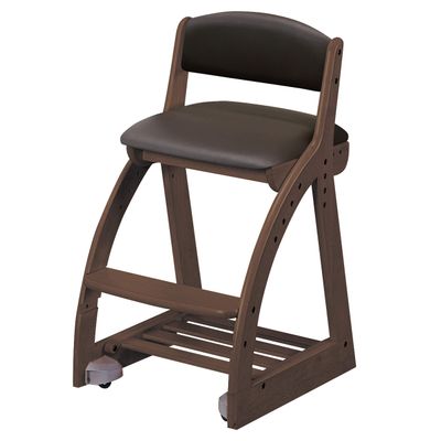Koizumi Fanitec FDC-059WTDB Study Chair, WT/Medium Brown, Size: W 16.3 x D 19.5 - 21.5 x H 29.5 inches (413 x 495 - 545 x 750 mm), SH440, 470, 500, 530 mm (Outer Dimensions), 4 Step Chair, Medium Brown