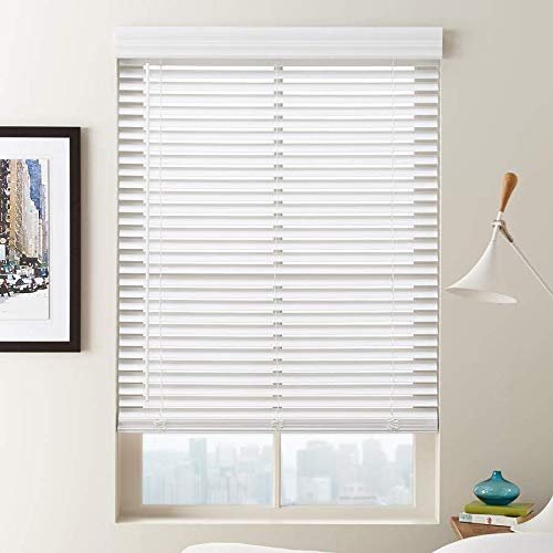 2 Inch Bravada Performance Cordless Faux Wood Blind - Silk White - 58 1/2Wx60L