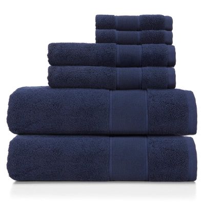 Ralph Lauren Sanders Towel 6 Piece Set Club Navy - 2 Bath Towels, 2 Hand Towels, 2 Washcloths