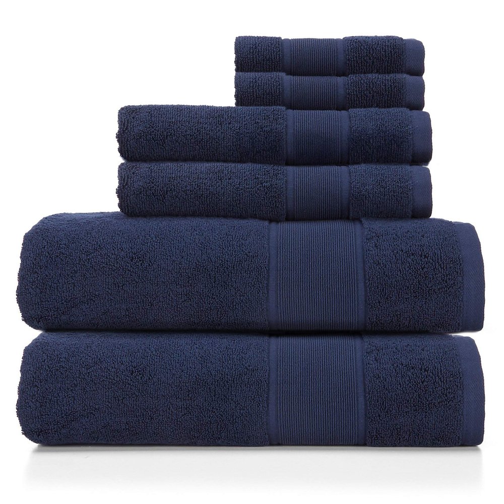 Ralph Lauren Sanders Towel 6 Piece Set Club Navy - 2 Bath Towels, 2 Hand Towels, 2 Washcloths