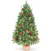 LIFEFAIR 4FT Prelit Christmas Tree, Artificial Tabletop Xmas Tree, Small Christmas Tree Pre-Decorated with Pinecones and Berries (150 Clear Warm Lights and Realistic 380 Thicken Tips, Cloth Bag Base) view 1