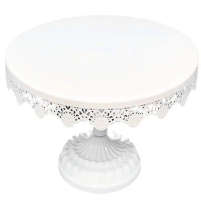 10 Inch Metal Lace Cake Stand Round Cupcake Stands Metal Dessert Display (white)