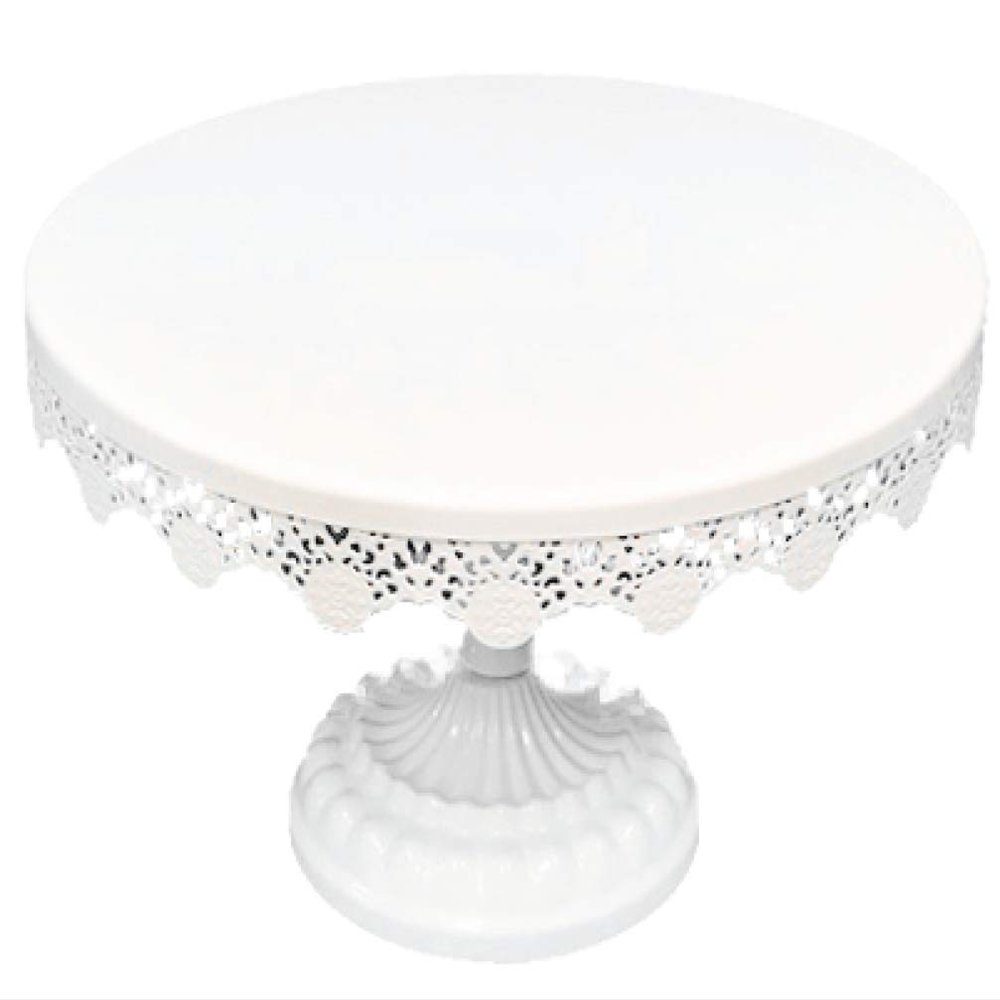 10 Inch Metal Lace Cake Stand Round Cupcake Stands Metal Dessert Display (white)