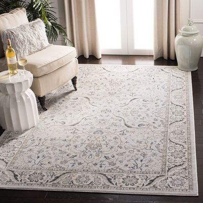 SAFAVIEH Isabella Collection Area Rug - 5'3" x 7'6", Light Grey & Cream, Oriental Design, Non-Shedding & Easy Care, Ideal for High Traffic Areas in Living Room, Bedroom (ISA912F)