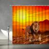 Lion Shower Curtain Lion Prairie Animal Sunset Sun Golden Cloud Orange Bathroom Curtains Decor Polyester Fabric Waterproof 70 x 70 Inches Include Hooks view 2
