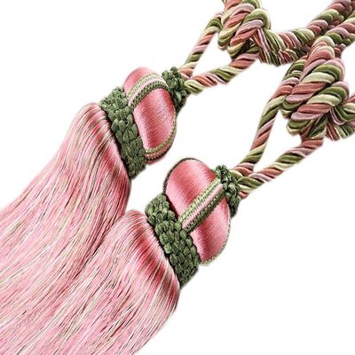 1 Pair Curtain Tiebacks Rope Tassel Curtain Holdbacks Creative Curtain Buckle Tieback (Pink)