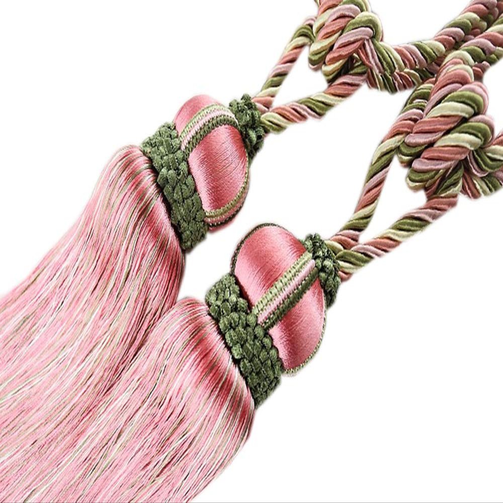 1 Pair Curtain Tiebacks Rope Tassel Curtain Holdbacks Creative Curtain Buckle Tieback (Pink)