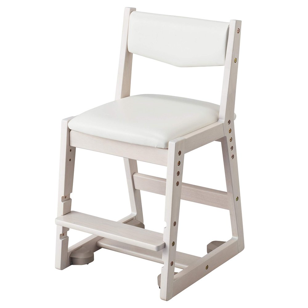 Koizumi Fanitec SDC-728WWWH Study Chair, WW/White, Size: W 16.7 x D 18.0 - 19.3 x H 30.3 inches (425 x 456 - 490 x 774 mm), SH435, 465, 495, 525 mm (Outer Dimensions), Lutra Chair, White Wash Color